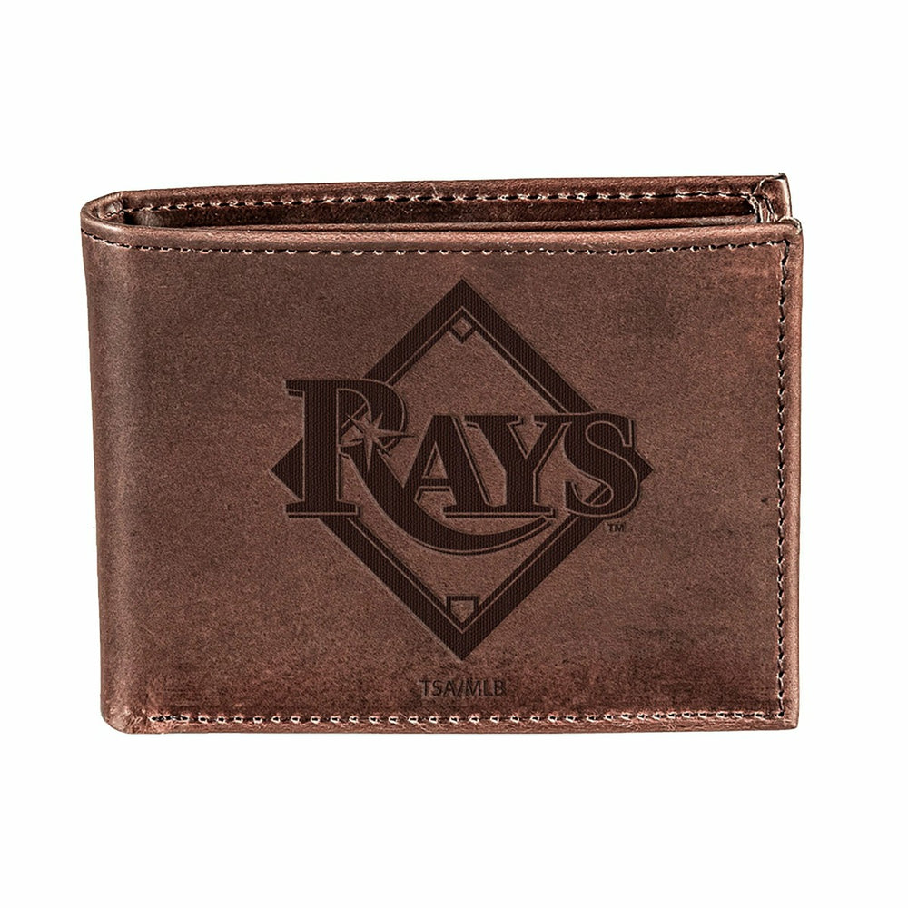 Tampa Bay Rays Bi-Fold Wallet Brown 100% Genuine Leather
