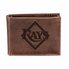 Tampa Bay Rays Bi-Fold Wallet Brown 100% Genuine Leather