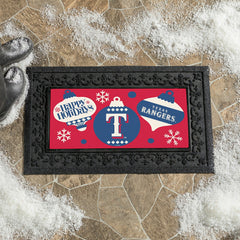 Texas Rangers Holiday Flocked Coir Sassafras Switch Mat, 22"x10"