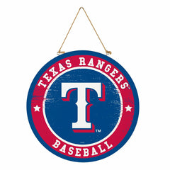 Texas Rangers Round Door Décor with Hanging Rope, 18x18