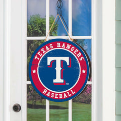 Texas Rangers Round Door Décor with Hanging Rope, 18x18