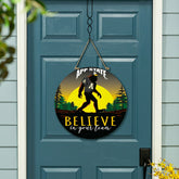 Appalachian State University Bigfoot Round Door Décor with Hanging Rop
