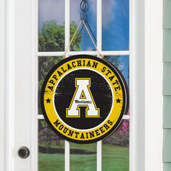 Appalachian State University Round Door Décor with Hanging Rope, 18x18