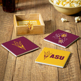 Arizona State University Ceramic Coasters Set, 4pcs with Wood Caddy
