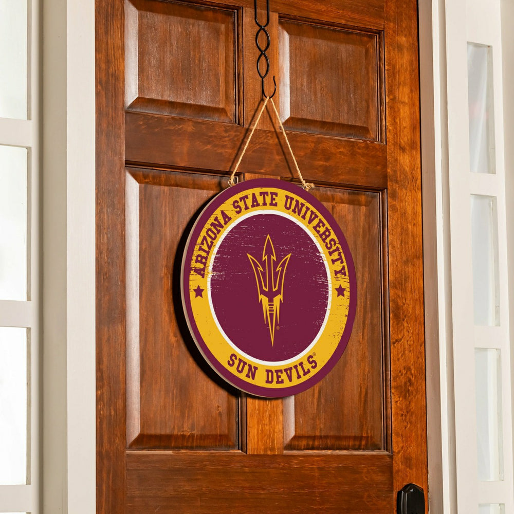 Arizona State University Round Door Décor with Hanging Rope, 18x18