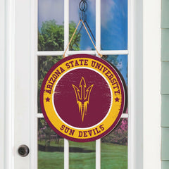 Arizona State University Round Door Décor with Hanging Rope, 18x18