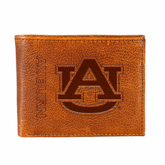 Auburn University, Embossed 100% Genuine Tumbled Leather Passcase Bi-F