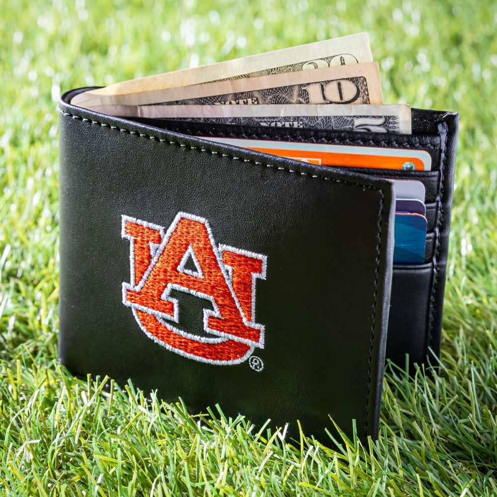 Auburn University Black Bi-Fold Embroidered Wallet w/ RFID Blocking
