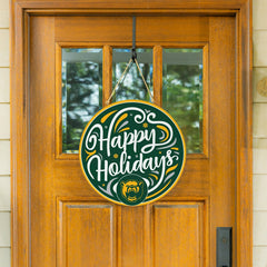 Baylor University Holiday Round Door Décor with Hanging Rope, 18x18
