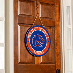 Boise State University Round Door Décor with Hanging Rope, 18x18