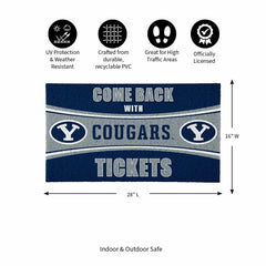 28" x 16" PVC Trapper Mat, Come Back with Tickets, Brigham Young Unive