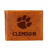 Clemson University, Embossed 100% Genuine Tumbled Leather Passcase Bi-
