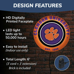 Clemson University, Metal Lite, Round
