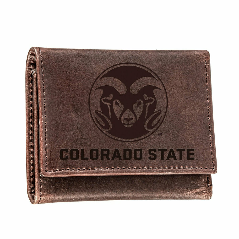 Colorado State University, Tri-Fold Wallet, Brown, CH, 100% Genuine Le