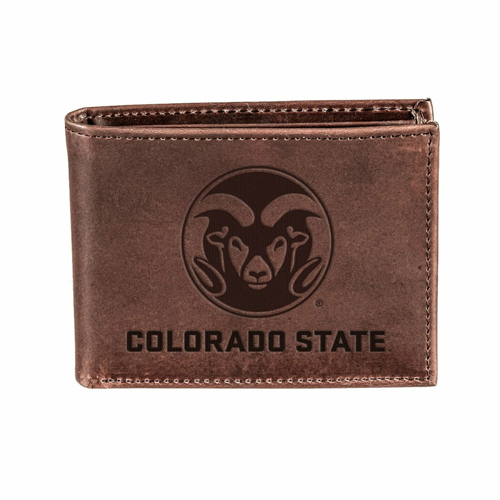 Colorado State University, Bi-Fold Wallet, Brown, CH, 100% Genuine Lea