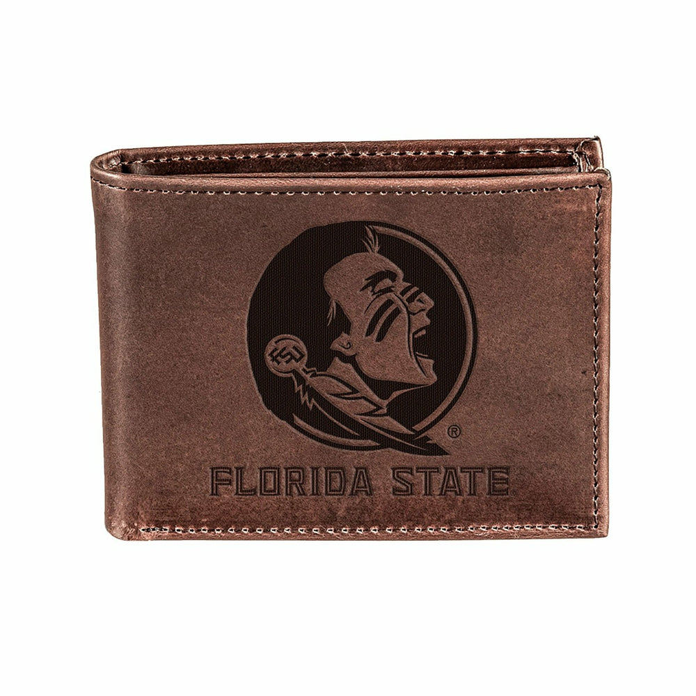 Florida State University, Bi-Fold Wallet, Brown, CH, 100% Genuine Leat