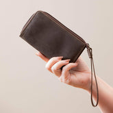 Fresno State Brown Wristlet Wallet, 100% Genuine Leather