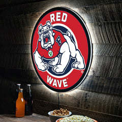 Fresno State Red Wave College Large Round Edgelite LED Decor
