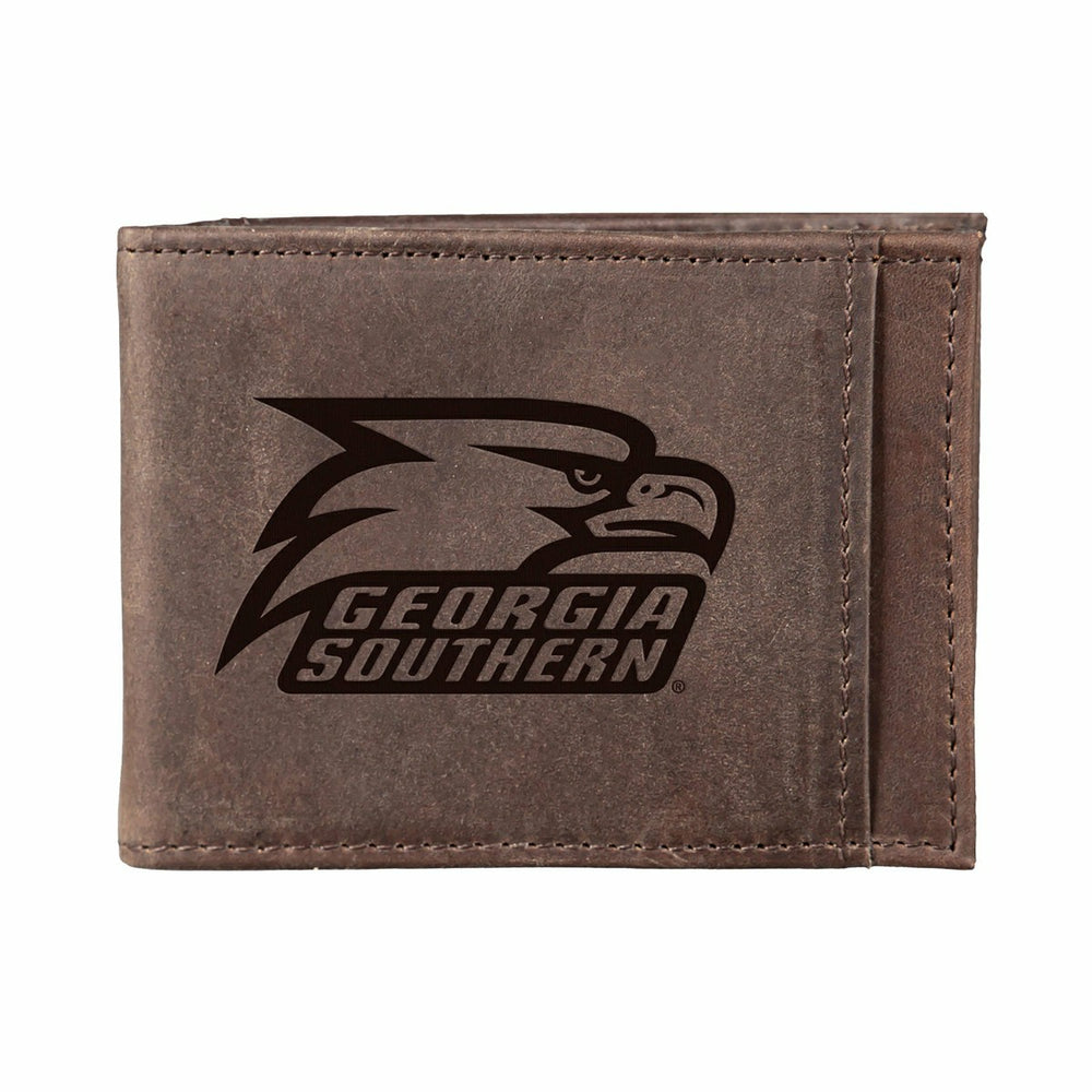 Front Pocket Wallet w/ RFID Blocking, Georgia Southern, Brown