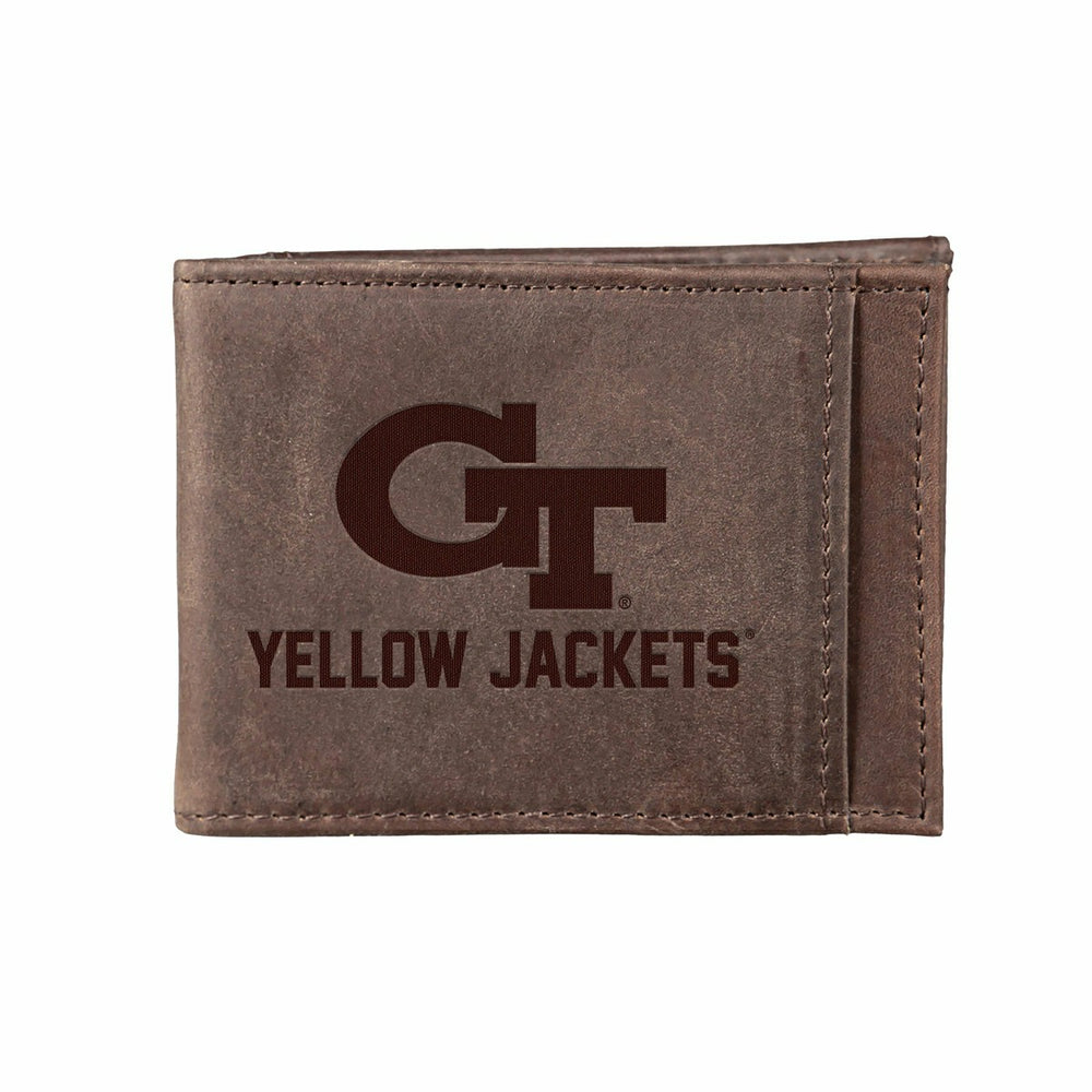 Front Pocket Wallet w/ RFID Blocking, Georgia Tech, Brown