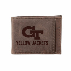 Front Pocket Wallet w/ RFID Blocking, Georgia Tech, Brown