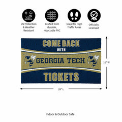 28" x 16" PVC Trapper Mat, Come Back with Tickets, Georgia Tech