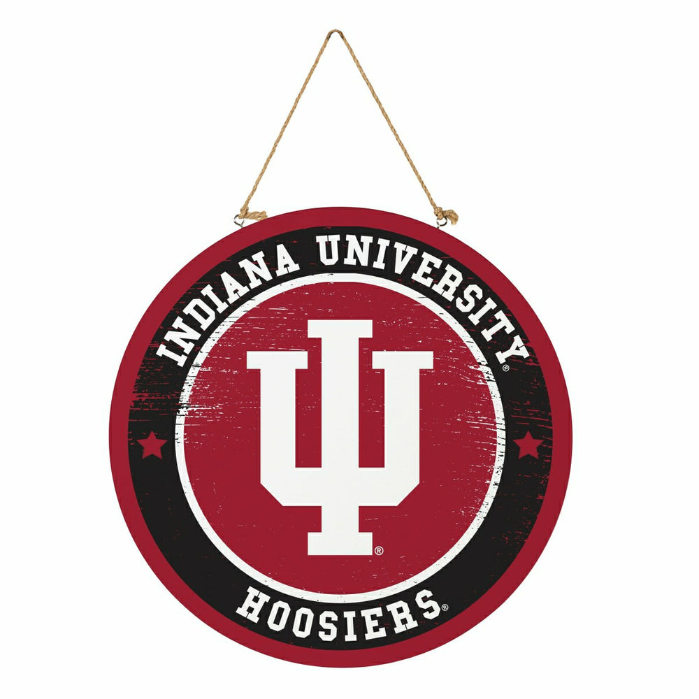 Indiana University Round Door Décor with Hanging Rope, 18x18