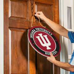 Indiana University Round Door Décor with Hanging Rope, 18x18