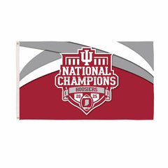 Indiana University, Div 1 Champs, Single Sided Flag w/ 2 Grommets, 3'x