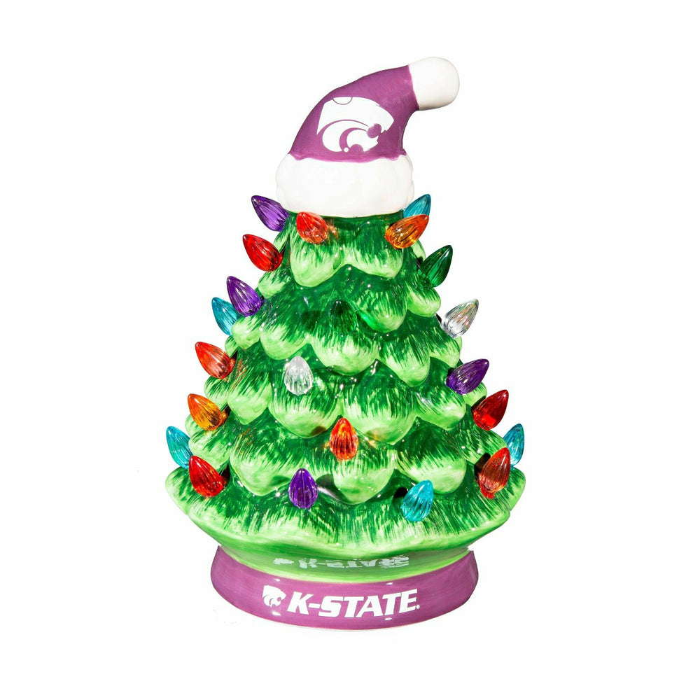 4" Mini LED Tabletop Christmas Tree, Set of 2, Kansas State University