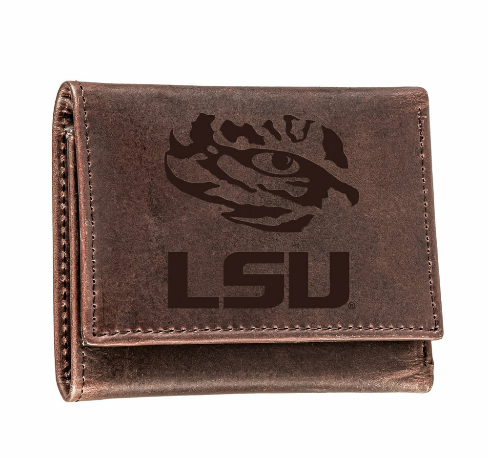 LSU, Tri-Fold Wallet, Brown, CH, 100% Genuine Leather