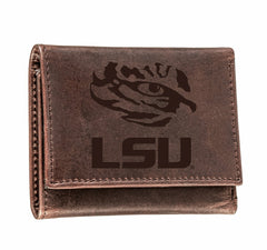 LSU, Tri-Fold Wallet, Brown, CH, 100% Genuine Leather