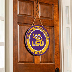 Louisiana State University Round Door Décor with Hanging Rope, 18x18