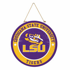 Louisiana State University Round Door Décor with Hanging Rope, 18x18
