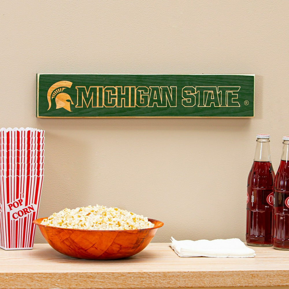 Michigan State University Engraved Wood Sign, 3.5" x 18"