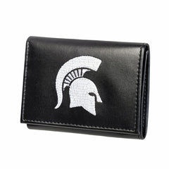 Michigan State University Black Tri-Fold Embroidered Wallet w/ RFID Blocking