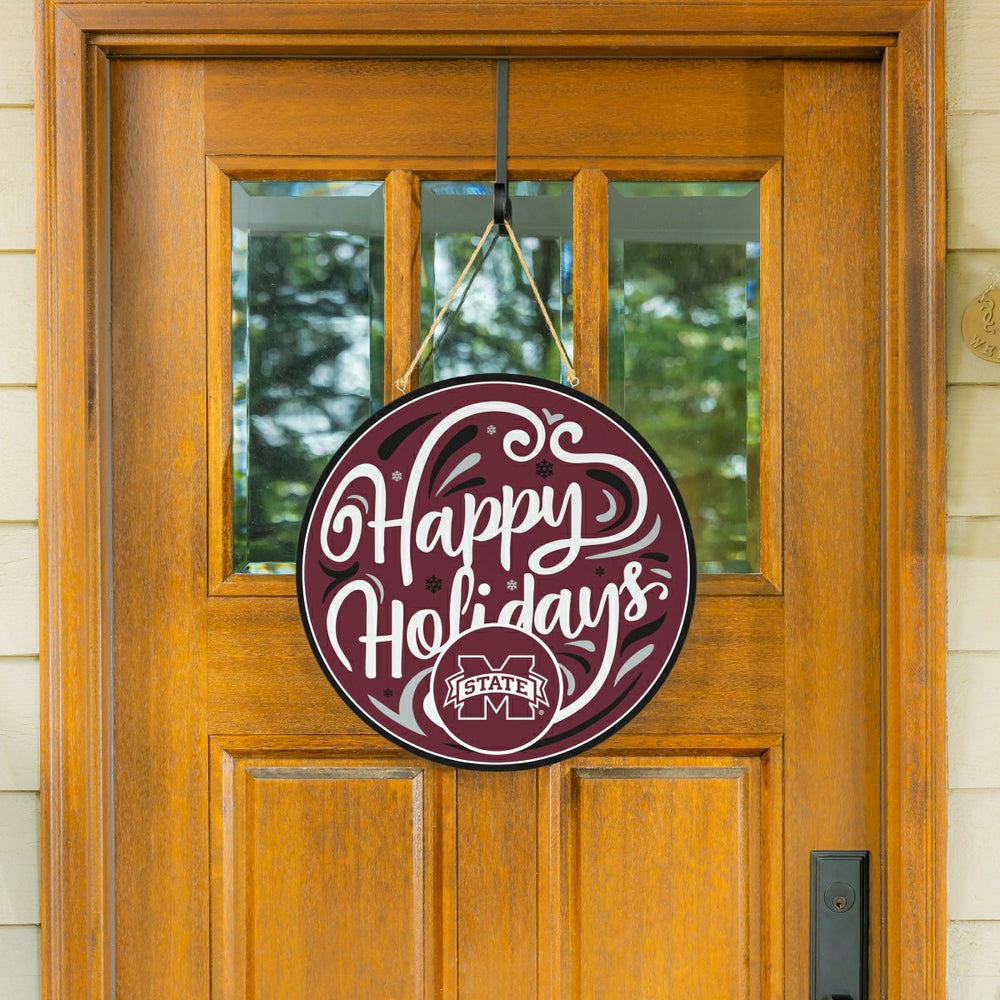 Mississippi State University Holiday Round Door Décor with Hanging Rop