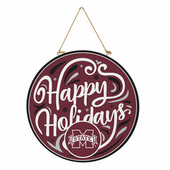 Mississippi State University Holiday Round Door Décor with Hanging Rop