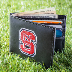 North Carolina State University Black Bi-Fold Embroidered Wallet w/ RFID Blocking