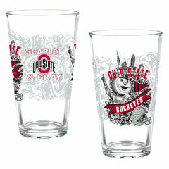 Ohio State University 16oz Glass pint, Set of 2