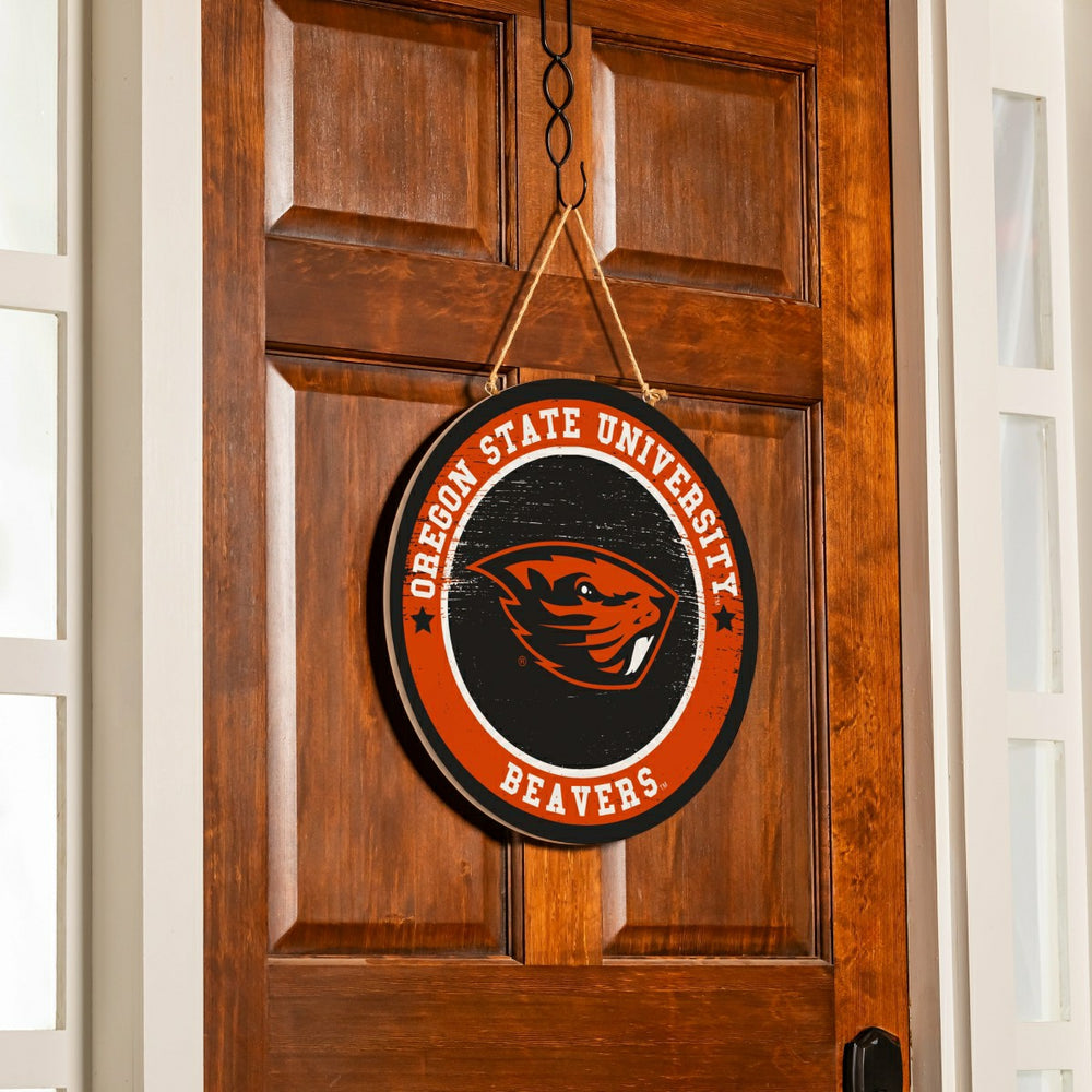 Oregon State University Round Door Décor with Hanging Rope, 18x18