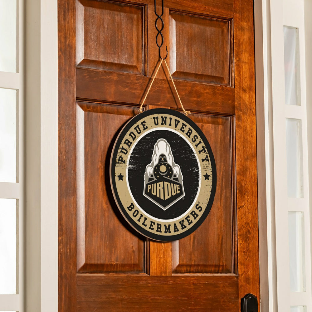 Purdue University Round Door Décor with Hanging Rope, 18x18