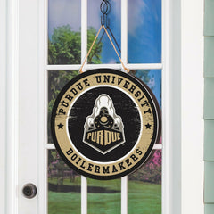 Purdue University Round Door Décor with Hanging Rope, 18x18