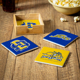 South Dakota State University Ceramic Coasters Set, 4pcs with Wood Cad