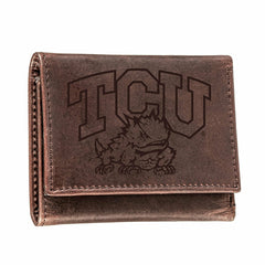 TCU, Tri-Fold Wallet, Brown, CH, 100% Genuine Leather