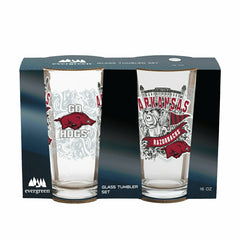 University of Arkansas 16oz Glass pint, Set of 2