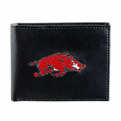 University of Arkansas Black Bi-Fold Embroidered Wallet w/ RFID Blocking