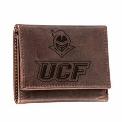 University of Central Florida, Tri-Fold Wallet, Brown, CH, 100% Genuin
