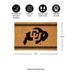 University of Colorado Large One Color Coir Mat, 36"x24"