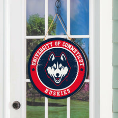University of Connecticut Round Door Décor with Hanging Rope, 18x18